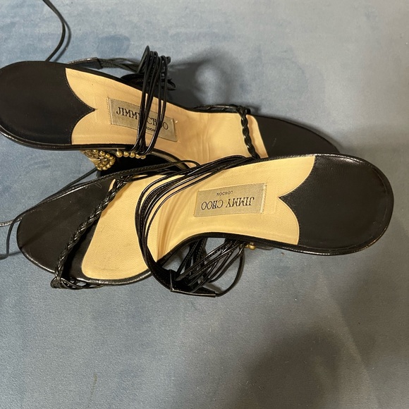 Jimmy Choo Black Strappy Wedges - Picture 4 of 5